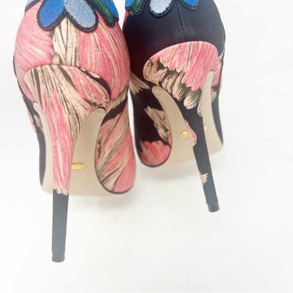 Gucci Ophelia Floral Embroidered Printed Satin Pumps - Picture 7 of 10